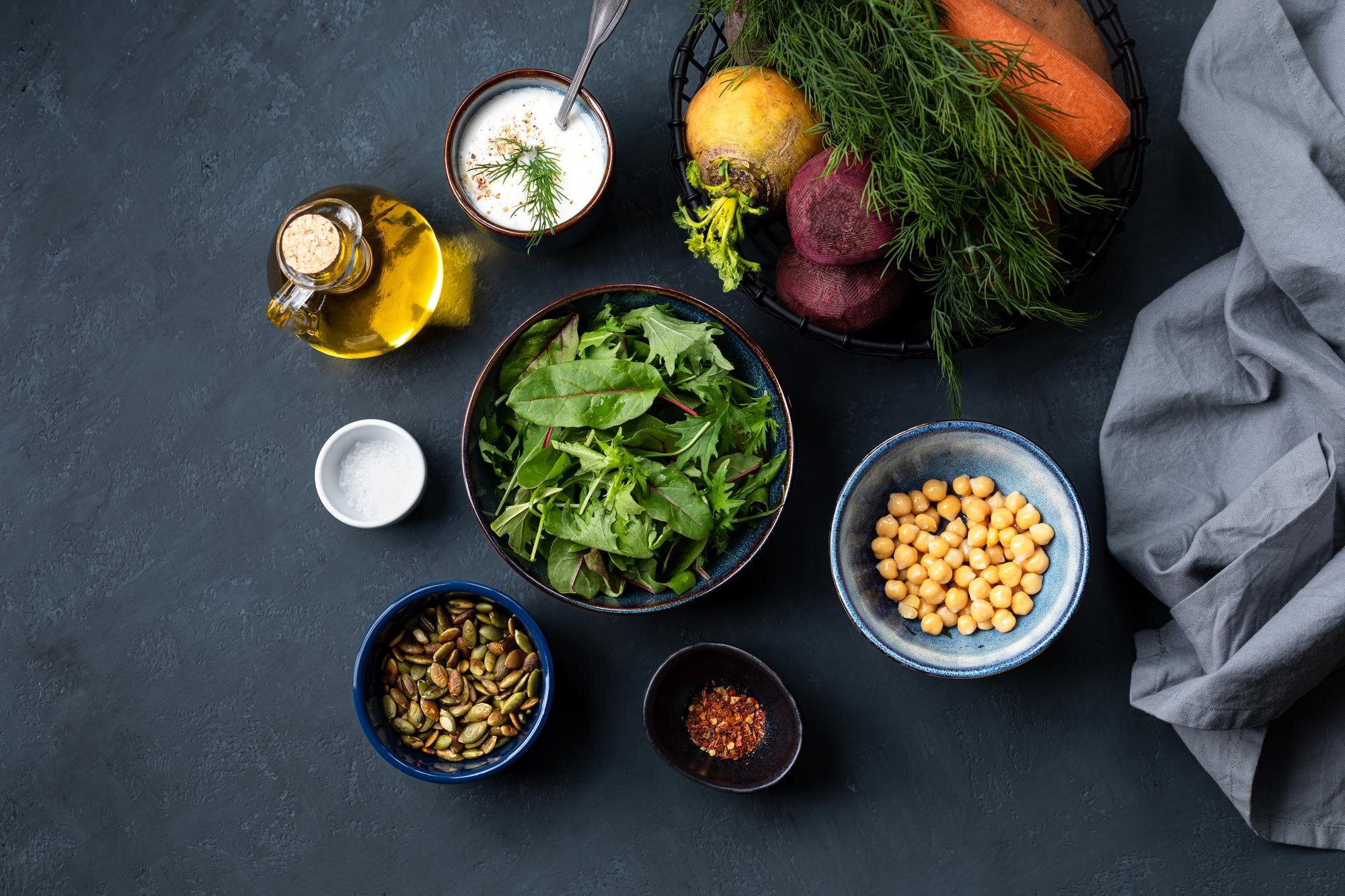 Classic healthy food arrangement